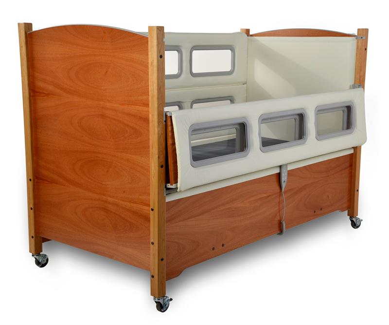 SleepSafer® Tall Bed With Extension|SleepSafer® Tall Bed With Extension|SleepSafer® Tall Bed With Extension|IV Pole Bed Accessory|Padding for SleepSafe beds.|SleepSafer® Tall Bed With Extension - Padding Cut Out Windows|Window add on to the Sleep Safe Bed for the head or foot board.|Sleep safe Feature of Hi/Lo raises the bed up and down vertically.|Mattress For SleepSafe Beds|Finish Choices - Sleep Safe Bed|Color Options - Sleep Safe