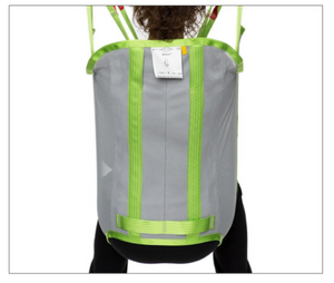 Bath Sling by Human Care Side View|Bath Sling by Human Care Crossing hooks|Bath Sling by Human Care Back View|Bath Sling by Human Care Size and Color Guide