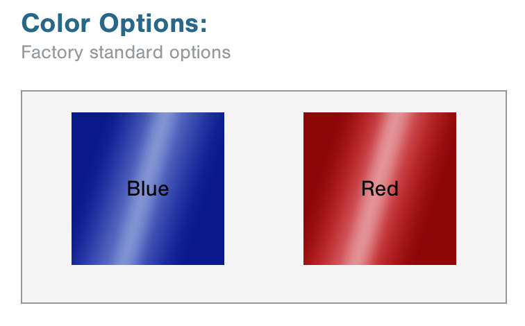 Standard Interchangeable Color choices for Buzzaround LX Scooter