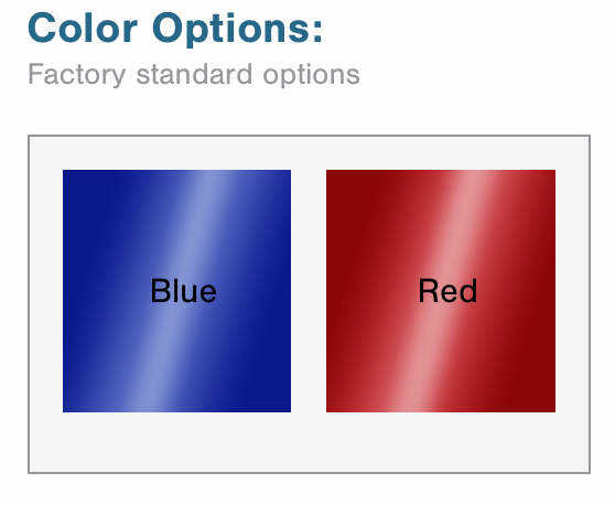 Standard Color shrouds in Blue and red and are interchangeable