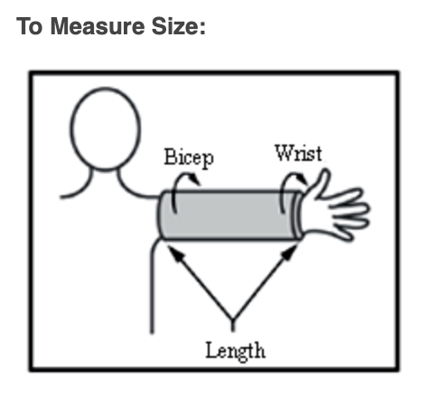 Pedi-Wrap Arm to Shoulder Without Thumbhole|Pedi-Wrap Arm to Shoulder with Thumbhole - How to Measure