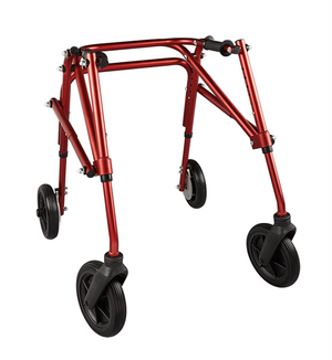 Klip 4-Wheel Walker with 8" Outdoor Wheels in Red without Seat