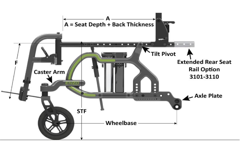 Measurement Guide for Enzo Pediatric Folding Wheelchair