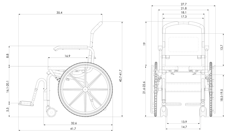 ShowerBuddy Roll-in Buddy Solo|Roll-in Buddy Solo w/Optional Splash Guard|Roll-in Buddy Solo w/Included Commode Pail|ShowerBuddy Roll-in Buddy Solo - Bodypoint Belt *Optional*|ShowerBuddy Roll-in Buddy Solo - Measurements|Optional Seat Overlay|Optional Closed Front Seat|Optional Flat Footplate 18"