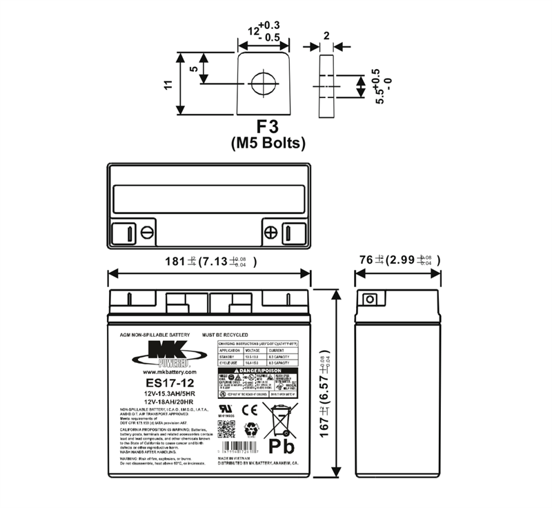 MK Battery ES17-12 Sealed Battery|MK Battery ES17-12 Sealed Battery - Size|MK Battery ES17-12 Sealed Battery - Discharge