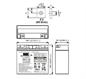 MK Battery ES17-12 Sealed Battery|MK Battery ES17-12 Sealed Battery - Size|MK Battery ES17-12 Sealed Battery - Discharge