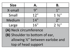 Danmar Anterior Head Support|Danmar Anterior Head Support - Size Chart|Danmar Anterior Head Support - Color Options