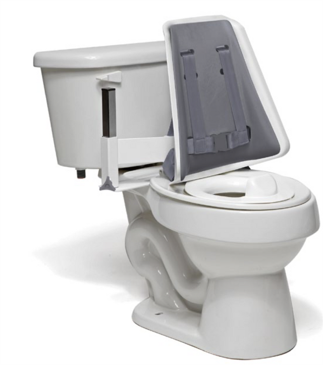 Inspired by Drive Contour Series Toilet Support in Hi-Back option|Toilet support with armrests and footrests package (Lo-Back option)|Inspired by Drive Contour Series Toilet Support in Lo-Back option|Plastic reducer ring option (comes standard with Small and Medium Reduced)|Optional Soft-Flex Splashguard|Small and Medium (Reduced Depth option) come with U-Shaped base|Padded reducer ring is available in x-small and small