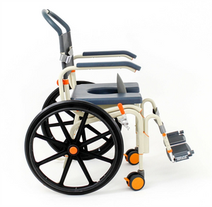 ShowerBuddy Roll-in Buddy Solo|Roll-in Buddy Solo w/Optional Splash Guard|Roll-in Buddy Solo w/Included Commode Pail|ShowerBuddy Roll-in Buddy Solo - Bodypoint Belt *Optional*|ShowerBuddy Roll-in Buddy Solo - Measurements|Optional Seat Overlay|Optional Closed Front Seat|Optional Flat Footplate 18"