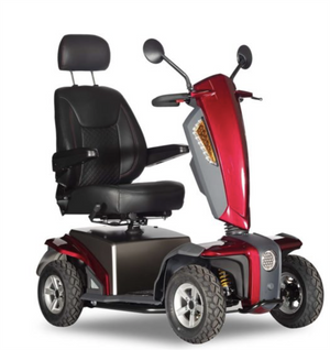 Red VitaXpress 4-Wheel Scooter|Red VitaXpress 4-Wheel Scooter|Blue VitaXpress 4-wheel Scooter|Optional Electric Horn with 3 sounds|Optional deluxe cup holder|Optional Safety Flag