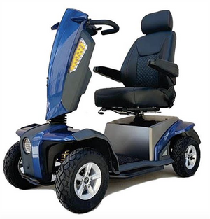 Red VitaXpress 4-Wheel Scooter|Red VitaXpress 4-Wheel Scooter|Blue VitaXpress 4-wheel Scooter|Optional Electric Horn with 3 sounds|Optional deluxe cup holder|Optional Safety Flag