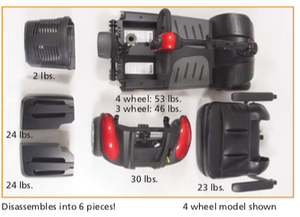 Disassembled BuzzAround EX 3-Wheel Scooter