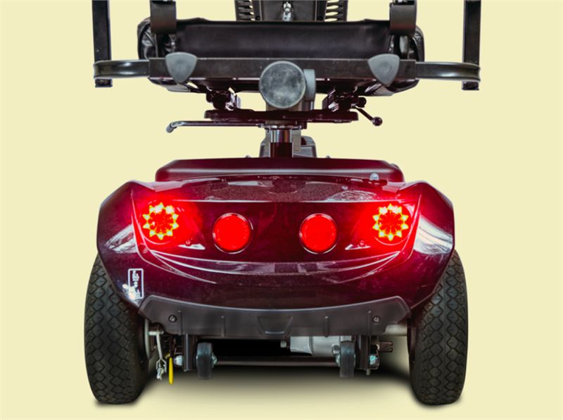 CityRider 4-Wheel Mid Size Scooter in Sunset Orange|CityRider 4-Wheel Mid Size Scooter in Red|CityRider 4-Wheel Mid Size Scooter in Sunset Orange|CityRider 4-Wheel Lighting System|CityRider 4-Wheel Mid Size Scooter in Black|Control Panel on the CityRider 4-Wheel Mid Size Scooter|Wheels grip surfaces and make inclines easy on the CityRider|Crushproof basket attaches to the front of the CityRider for convenience|Optional Electric Horn with 3 sounds|Optional deluxe cup holder|Optional Safety Flag