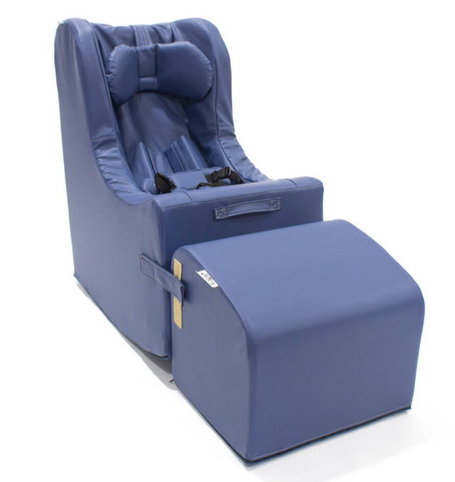 Freedom Concepts Rocker Chill-Out Chair|Spirit Series Fabric, Color Royal|Rocker Chill-Out Chair - Velco Straps to Lock the Rock|Rocker Chill-Out Chair - Specification Sheet|Chill-Out Chair - Fabric Selection