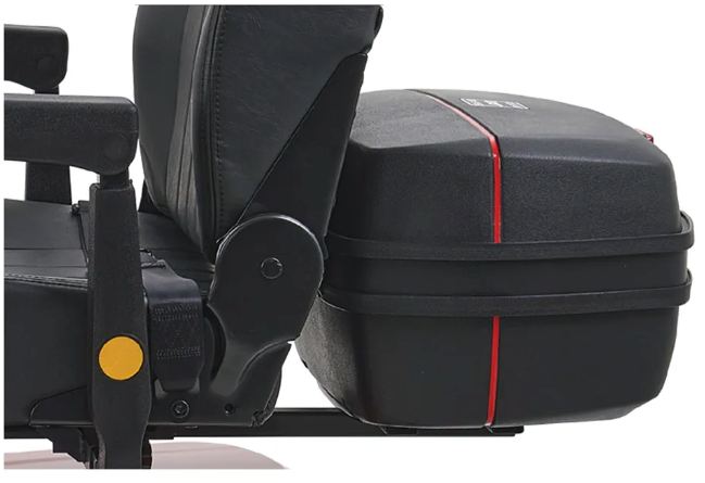 Lockable water-resistent storage compartment comes standard.