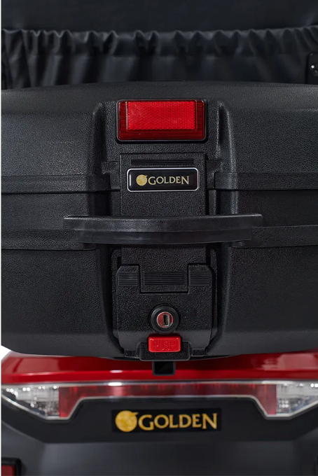 The lockable water-resistent storage compartment attaches to bracket.