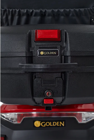 The lockable water-resistent storage compartment attaches to bracket.