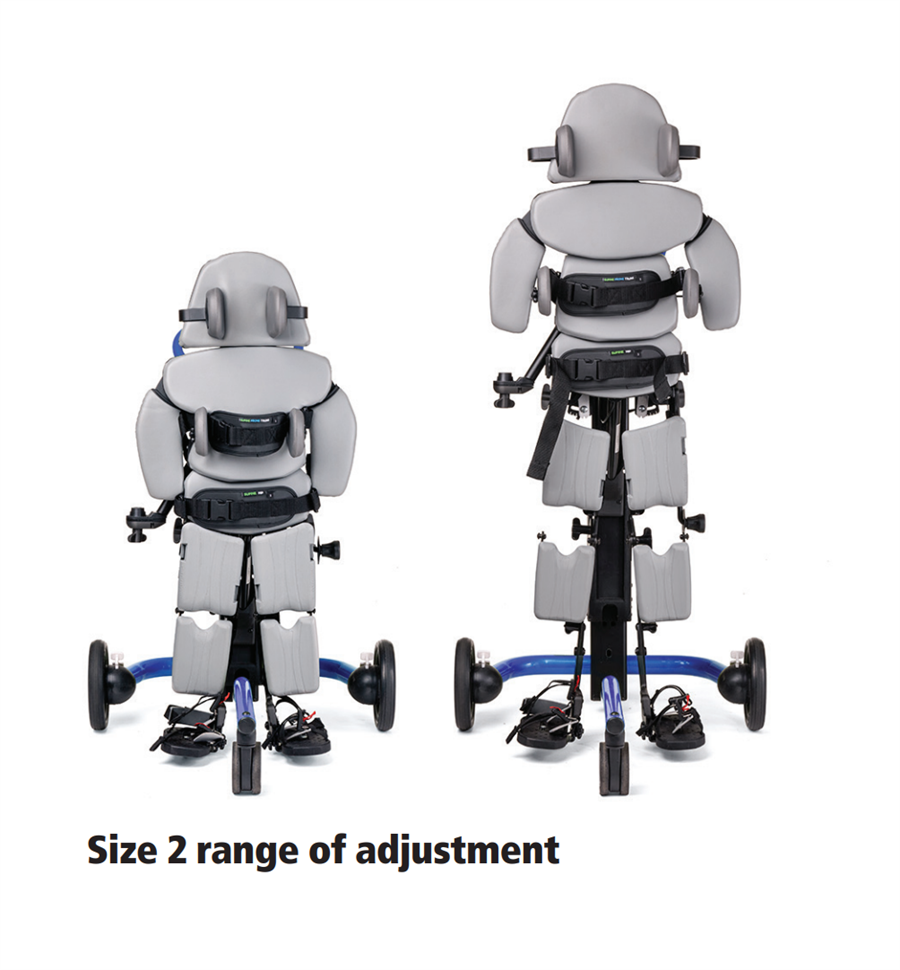 Height adjustable Range for Size 2 Stander