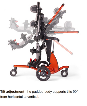 Tilt adjustment from 90 degrees from vertical to horizontal