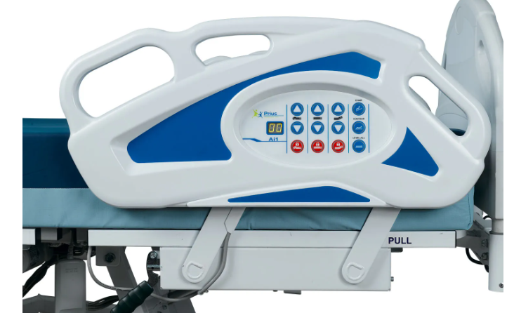 Ai1 low expandable bed with side rail controls.