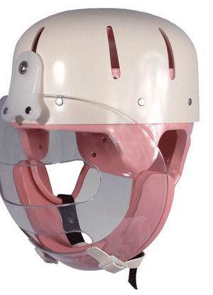 Danmar Hard Shell Helmet with Faceguard, clear face guard pivots to the top of the helmet , strong polyethylene shell