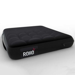Roho Mosaic Cushion without cover shows individual air bladders|Roho Mosaic Cushion with half cover shows that cover can be easily removed|Roho Mosaic Cushion with 2-way stretch cover. Breathable and lightweight