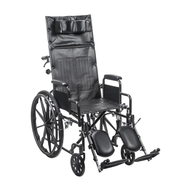 Silver Sport Reclining Wheelchair with Detachable Desk Length Arms - Vinyl|Silver Sport Reclining Wheelchair with Detachable Desk Length Arms - Nylon