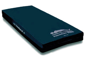 Pressure Guard CFT Self adjusting air therapy mattress available in many sizes to fit twin, queen, full and king sized beds.|CFT Firm Safety Edge reduced falls by creating a barrier.|Pressureguard CFT offers a foam topper with a heel slope to reduce pressure|CFT mattress construction showing air bladders and firm side frame|The CFT mattress moves air between the air bladders.|Span-America PressureGuard CFT Mattress with cover|Span-America PressureGuard CFT Mattress In-Home Style