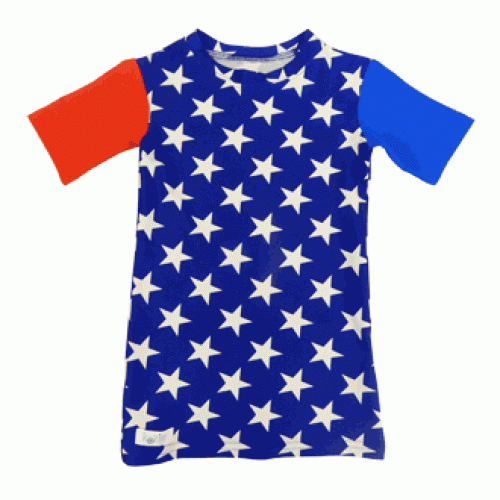 Kozie Clothes Star Spangled Compression T-Shirt|Opening at the neck helps to ease feeling of restriction|Compression Shirt Size Chart
