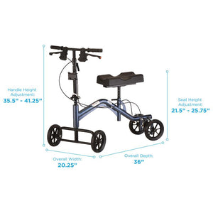 Heavy Duty Tall Knee Walker diagram with measurements