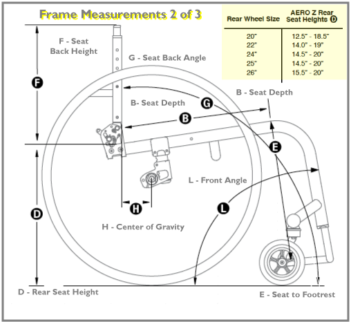 Note the correlation between rear wheel size and seat height on the TiLite Aero Z Aluminum Wheelchair.
