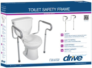 Drive Medical Toilet Safety Frame with Padded Arms|Width Adjustment for Toilet Safety Frame|Brackets for Toilet Safety Frame|Toilet Safety Frame with Padded arms Packaging