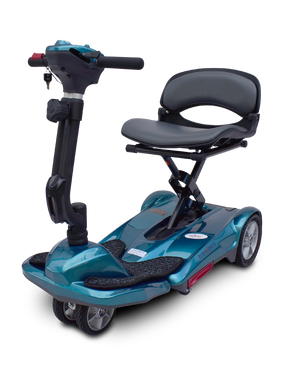 Transport M Easy Move Folding Scooter in purple|Transport M Easy Move Folding Scooter in blue by EV Rider|Transport M Easy Move Folding Scooter in copper|Transport M Easy Move Folding Scooter in red|8 inch solid, flat free tires and dual|Rear anti-tipper caster|Optional Electric Horn with 3 sounds|Optional deluxe cup holder|OPtional Deluxe Tiller bag|Optional Tiller and Seat Cover set ( 2pc)