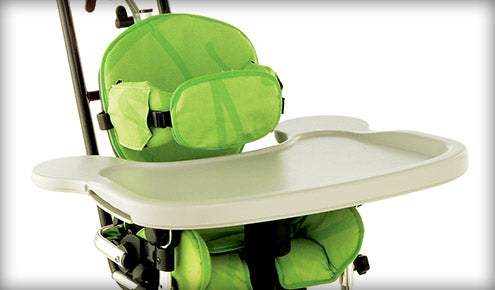 Optional tray can be used for activities or for meal time
