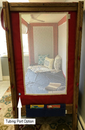 Courtney Canopy Bed|Courtney Canopy Bed - Extra Padding|Courtney Canopy Bed - Mesh Sides|Courtney Canopy Bed - Sleep Surface|Courtney Canopy Bed - Tubing Port|Stain Colors|Sidewall Panel Colors|Courtney Canopy Bed - Zone Entrapment