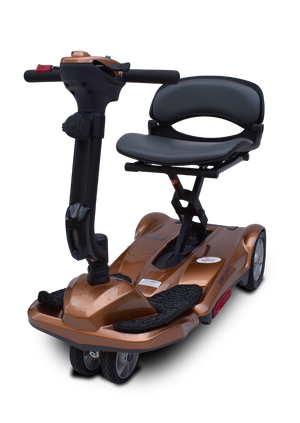 Transport M Easy Move Folding Scooter in purple|Transport M Easy Move Folding Scooter in blue by EV Rider|Transport M Easy Move Folding Scooter in copper|Transport M Easy Move Folding Scooter in red|8 inch solid, flat free tires and dual|Rear anti-tipper caster|Optional Electric Horn with 3 sounds|Optional deluxe cup holder|OPtional Deluxe Tiller bag|Optional Tiller and Seat Cover set ( 2pc)