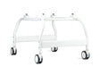 Rifton Shower Stand for the Wave Bathing Chair to easily roll into your shower.|Photo of Rifton Wave Bathing Chair attached to the Shower Stand, reducing back strain.