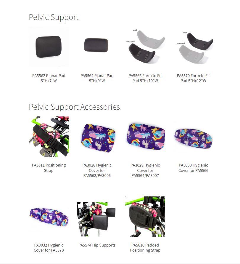 Zing Supine Stander Pelvic Support & Accessories