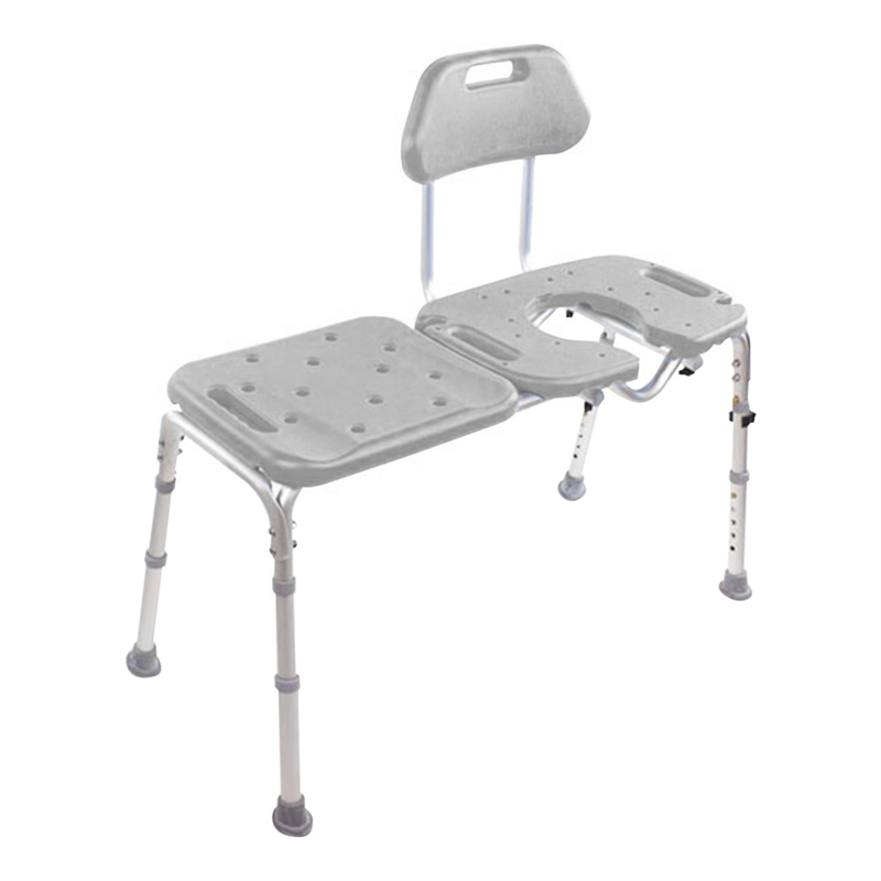 All-Access Bath Transfer Bench With Cutout in Blue|All-Access Bath Transfer Bench With Cutout in Gray|All-Access Bath Transfer Bench Without Cutout in Blue|All-Access Bath Transfer Bench With Cutout Dimensions|Benchmate Split Shower Curtain in Beige is Optional|Benchmate Split Shower Curtain in White is Optional