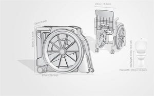 Dimensions for Wheelable shower and commode chair