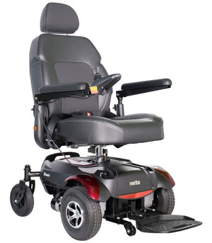 Merits Dualer P312 power wheelchair in Candy Apple Red