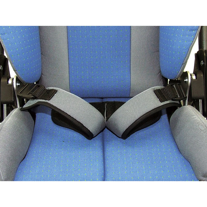 Optional groin strap and leg harness helps lower body positioning