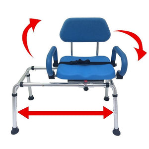 Carousel Sliding Transfer Bench with arrows showing all the movements