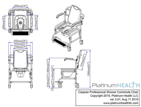 Caspian Mobile Shower Chair by Platinum Health