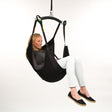 Handicare Comfort Sling without head support|Handicare Comfort Sling without head support front view|Handicare Comfort Sling without head support side view|Handicare Comfort Sling without head support back view|Handicare Comfort Sling with head support|Closeup of the leg separation of the Handicare Comfort Sling