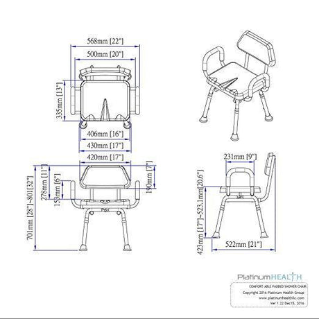 ComfortAble Padded Shower Chair by Platinum Health