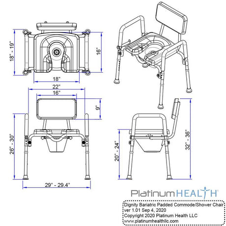Bariatric Dignity Padded Commode by Platinum Health