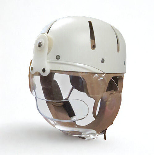 Danmar Hard Shell Helmet with Faceguard, clear face guard pivots to the top of the helmet , strong polyethylene shell
