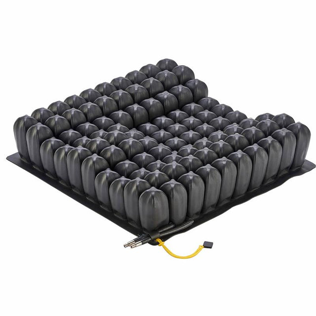 Roho Enhancer Cushion without cover|Roho Enhancer Cushion With cover half on to show it is removable|Optional Planar Insert can be used just under cover to provide sturdy base|Optional Contour base prevents hammocking on sling seats|Optional Privacy Shield is available in four sizes and can be washed