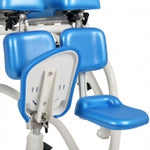 A divided footrest to fit the Starfish size 2 chairs. The ball joint adapter allows you to swivel the angle of the plate. Height adjustable on mounting stem without tools
